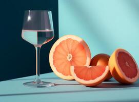 Glas von Grapefruit Saft mit Scheiben von Orange Illustration ai generativ foto