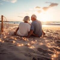 Menschen, Urlaub auf das Strand. Illustration ai generativ foto