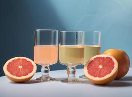 Glas von Grapefruit Saft mit Scheiben von Orange Illustration ai generativ foto