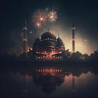 ai generativ schön eid Mubarak Arabisch islamisch Hintergrund und Banner Design. foto