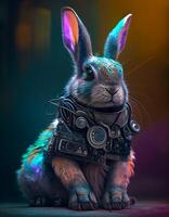 Cyberpunk Hase realistisch Illustration erstellt mit ai Werkzeuge foto