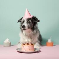 süß komisch Geburtstag Hund. Illustration ai generativ foto