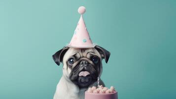 süß komisch Geburtstag Hund. Illustration ai generativ foto