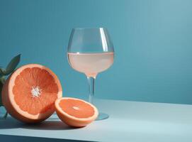 Glas von Grapefruit Saft mit Scheiben von Orange Illustration ai generativ foto