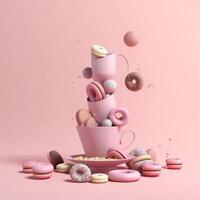 schwebend Donuts. Illustration ai generativ foto