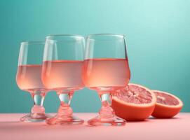 Glas von Grapefruit Saft mit Scheiben von Orange Illustration ai generativ foto