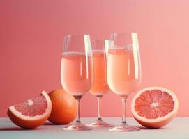 Glas von Grapefruit Saft mit Scheiben von Orange Illustration ai generativ foto