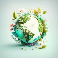 generativ künstlich Intelligenz.dargestellt Planet Erde im das gestalten von ein Ball. Karikatur Postkarte zum Erde Tag. foto