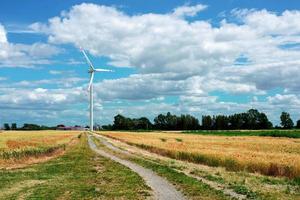 Grün Energie. Windmühlen. Energie von das Zukunft. foto