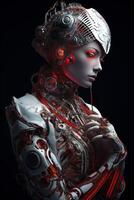 futuristisch Porträt von ein Cyber Cyborg Bild generativ ai foto