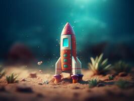 Spielzeug Rakete starten süß Produkt Bild generativ ai foto