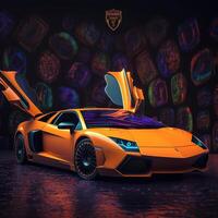 Bild von lsd Lamborghini entfernt trippy Fantastisch Bild generativ ai foto