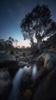 schön Landschaft glühend Himmel im Australien Landschaft fotografieren generativ ai foto