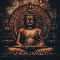 Buddha Statue wie Album Startseite zum Meditieren generativ ai foto