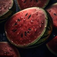 Wassermelonen nahtlos Hintergrund sichtbar Tropfen von Wasser generativ ai foto