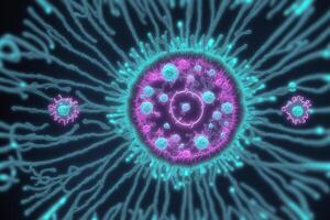 Coronavirus 2019-nCoV. abstrakt Hintergrund. Design Element zum Grafik Kunstwerke.abstrakt fraktal. Grippe Virus. generativ ai foto