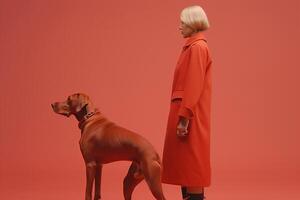 ai generiert Frau mit Weimaraner Hund im futuristisch Stil foto