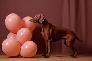 ai generiert Hunde mit Luftballons foto