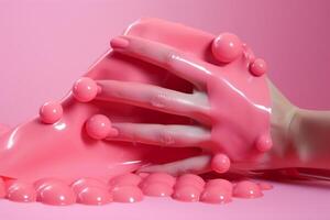 ai generiert weiblich Hände mit Luftblasen im futuristisch Stil foto