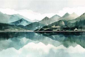 ein friedlich und heiter Landschaft Gemälde Kunst Illustration Hintergrund mit generativ ai foto