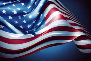 glücklich Arbeit Tag, das Flagge von das vereinigt Zustände von Amerika auf Blau Hintergrund. generativ ai foto