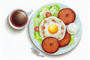 Türkisch Bagel, Salat oben Aussicht auf ein Weiß Oberfläche. generativ ai foto