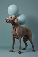 ai generiert Hund mit Luftballons foto