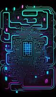 Cyber Schaltkreis futuristisch Neon- Hintergrund, Motiv Matze Techno Hintergrund Poster ,generativ ai foto