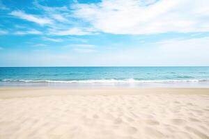 schön leeren tropisch Strand und Meer Landschaft Hintergrund. ai generiert foto