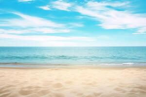 schön leeren tropisch Strand und Meer Landschaft Hintergrund. ai generiert foto