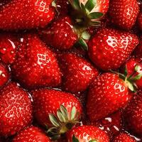frisch saftig Erdbeeren im klar sprudelnd Wasser Blase, nahtlos Muster. ai generativ foto