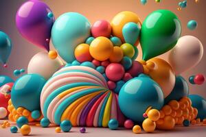 glücklich Geburtstag Hintergrund mit Luftballons. Illustration ai generativ foto