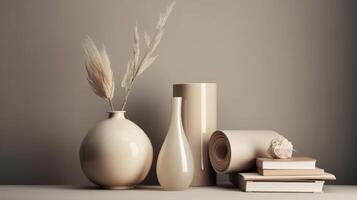 minimalistisch Hintergrund mit Vase. Illustration ai generativ foto