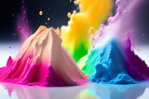 bunt Regenbogen Farbe Pulver Spritzen Hintergrund ai generiert foto