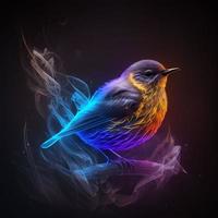 ein Vogel mit Kristall rauchig Bürste Beleuchtung bewirken Hintergrund ai generiert foto