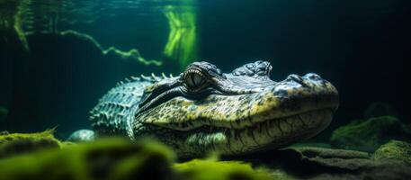 Reptil Krokodil unter Wasser generativ ai foto
