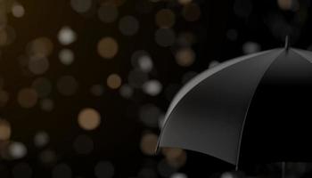 3d Konzept abstrakt Geschäft von schwarz Freitag. schwarz Regenschirm auf verwischen Bokeh Hintergrund. 3d Illustration machen foto