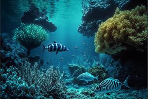 tropisch unter Wasser Landschaft. generativ ai foto