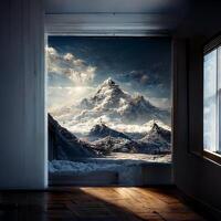 das schneebedeckt Berg im das Entfernung Fotografie. generativ ai foto