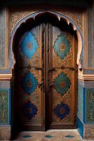 symmetrisch marokkanisch Fliesen und Türen. generativ ai foto