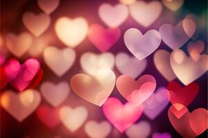 Valentinstag verschwommen Herzen Hintergrund. generativ ai foto