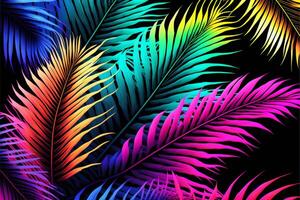 Neon- Farbe Monstera auf Rosa Hintergrund. generativ ai foto