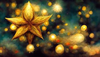 abstrakt golden Weihnachten Baum. generativ ai foto