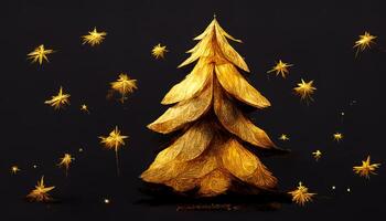 dekoriert mit rot Star und golden und rot Bälle Weihnachten Baum gegen Blau Himmel Hintergrund. generativ ai foto
