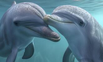 ein Paar von Delfine. generativ ai. foto