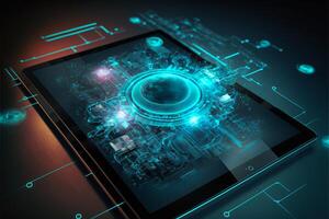künstlich Intelligenz Digital Tablette. generativ ai foto