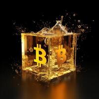 Bitcoin und Gold Logo Hintergrund. Illustration ai generativ foto