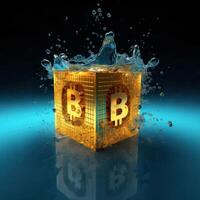 Bitcoin und Gold Logo Hintergrund. Illustration ai generativ foto