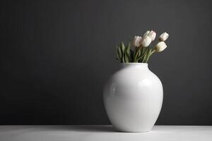 leer Weiß Vase zum Attrappe, Lehrmodell, Simulation Illustration mit generativ ai foto