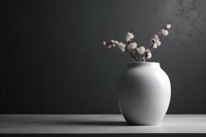 leer Weiß Vase zum Attrappe, Lehrmodell, Simulation Illustration mit generativ ai foto